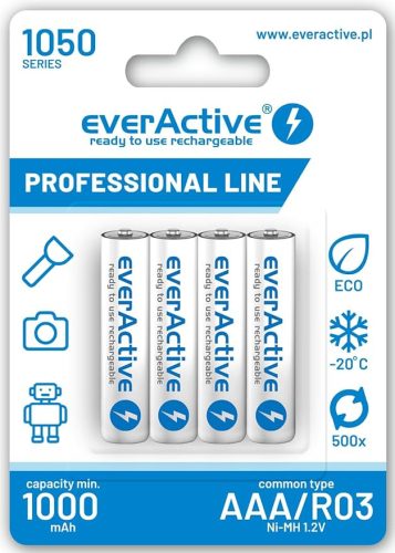 4x wiederaufladbare everActive R03/AAA Ni-MH 1050 mAh